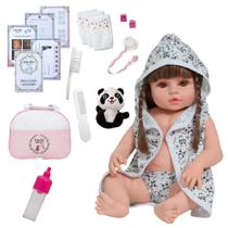 Bebê Tipo Reborn Boneca Pandinha Saída de Banho Bolsa Itens Bebê Tipo Reborn Boneca Pandinha Saída de Banho Bolsa Itens