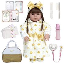 Bebê Tipo Reborn Boneca Princesa de Silicone 15 Acessórios - Cegonha Reborn Dolls