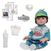 Bebê Tipo Reborn Boneco Masculino Tubarão Pode Dar Banho