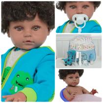 Bebê Tipo Reborn Cabelo Cacheado Sapinho 46cm Pode Banho Bebê Tipo Reborn Cabelo Cacheado Sapinho 46cm Pode Banho