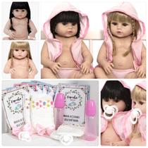 Bebe Tipo Reborn Gêmeas Cabelo Longo 100% Silicone + Itens Bebe Tipo Reborn Gêmeas Cabelo Longo 100% Silicone + Itens