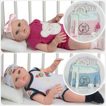 Bebê Tipo Reborn Gêmeos Casal Abigail Fofinho Corpo de Vinil Bebê Tipo Reborn Gêmeos Casal Abigail Fofinho Corpo de Vinil