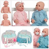 Bebê Tipo Reborn Gêmeos Casal Realista + Bolsa Acessórios