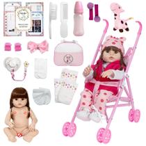 Bebe Tipo Reborn Girafinha Cabelo Castanho Linda Carrinho Bebe Tipo Reborn Girafinha Cabelo Castanho Linda Carrinho