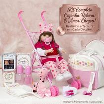 Bebe Tipo Reborn Girafinha Cabelo Castanho Linda Carrinho