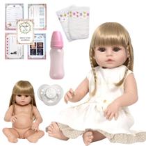 Bebe Tipo Reborn Loira Corpo de Vinil Siliconado Acessórios