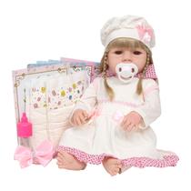 Bebe Tipo Reborn Loira Toda de Vinil Siliconado Com Chupeta Bebe Tipo Reborn Loira Toda de Vinil Siliconado Com Chupeta