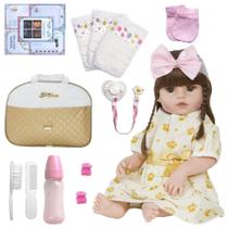 Bebe Tipo Reborn Menina Cabelos Castanhos + Enxoval Completo Bebe Tipo Reborn Menina Cabelos Castanhos + Enxoval Completo