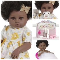 Bebê Tipo Reborn Menina Negra Princesa 46cm Lindo Enxoval