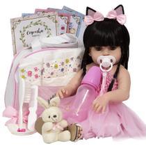 Bebe Tipo Reborn Morena Princesa Bailarina Fofa Vários Itens