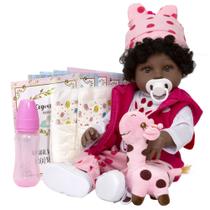 Bebe Tipo Reborn Negra Princesa Girafinha Fofa 46cm 14 Itens