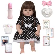 Bebe Tipo Reborn Nicole Vestido Bolinha Completa Pode Molhar