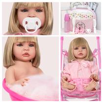 Bebe Tipo Reborn Princesa Com Carrinho Kit 20 Acessórios