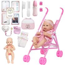 Bebe Tipo Reborn Princesa Com Roupão Carrinho Vários Itens