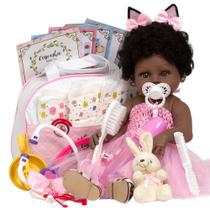 Bebe Tipo Reborn Princesa Negra Bailarina Com Bolsa 25 Itens Bebe Tipo Reborn Princesa Negra Bailarina Com Bolsa 25 Itens