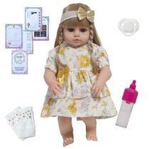 Bebê Tipo Reborn Princesa Valentina Lindo Vestido Florido