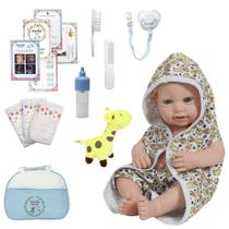 Bebê Tipo Reborn Príncipe Roupão Girafinha Corpo 100% Vinil