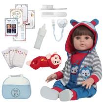 Bebê Tipo Reborn Realista Com Bolsa Acessórios Pelúcia
