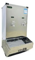 Bebedouro De Água Gelada Industrial 25Litros 127V De Bancada 2 Torneiras Ecoblu Cinza em Aço Inox