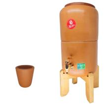 Bebedouro De Barro Purificador Natural Com Copo Agua Kit