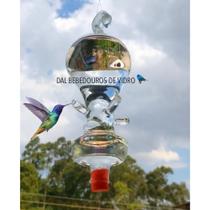 Bebedouro de vidro golfier 04 saídas para beija flor e pássaros ar livre