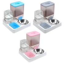 Bebedouro E Comedouro 2 em 1 Tigela Inox Alimentador Automático Gravidade Pet Cães Gatos