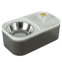 Bebedouro e Comedouro em Inox Elétrico para Pets Com Fonte 2 em 1