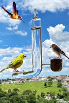 Bebedouro E Porta Sementes De Vidro Para Pássaros Ar Livre