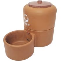 Bebedouro Fonte Cerâmica Cabo Inox 4 Litros para Cachorros Cães Gatos Acquapet Marrom Bivolt