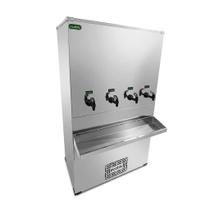 Bebedouro industrial de agua gelada purificador de coluna em aço inox 200l 4 torneiras 127v eb200