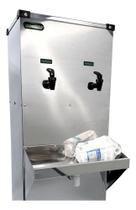 BEBEDOURO INDUSTRIAL DE AGUA GELADA PURIFICADOR DE COLUNA EM AÇO INOX 25L 220v 2 TORNEIRAS ECOBLU