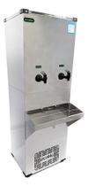 Bebedouro industrial de agua gelada purificador de coluna em aço inox 50l 127v 2 torneiras ecoblu