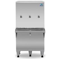 Bebedouro Industrial de Coluna Frisbel 100 Litros 2 Torneiras Gelada e 1 Natural Inox - 110V