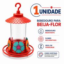 Bebedouro para BeijaFlor 290ml com Poleiro e Chapéu Alimentador para Pássaros Cor Sortida