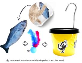 Bebedouro Para Gato + Brinquedo Pelucia Peixe com Catnip