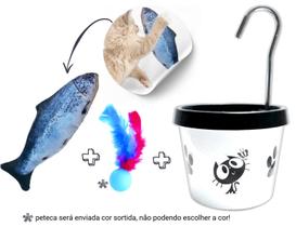 Bebedouro Para Gato + Brinquedo Pelucia Peixe com Catnip