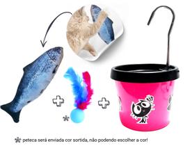 Bebedouro Para Gato + Brinquedo Pelucia Peixe com Catnip