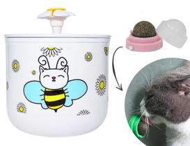 Bebedouro Para Gato Modelo Flor + Brinquedo Interativo com Catnip