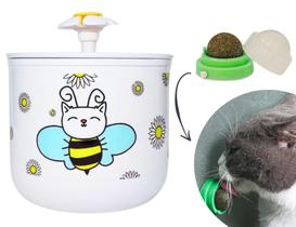 Bebedouro Para Gato Modelo Flor + Brinquedo Interativo com Catnip