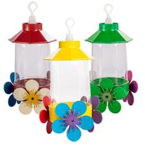 Bebedouro Para Pássaros Beijaflor Grande 250 ml Flores Coloridas