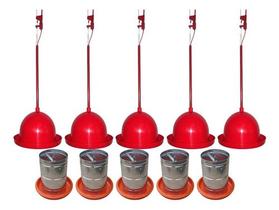 Bebedouro Pendular + Comedouro 5kg Aves (kit Com 5 De Cada) Bebedouro Pendular + Comedouro 5kg Aves (kit Com 5 De Cada)