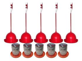 Bebedouro Pendular + Comedouro 5Kg Aves (Kit Com 5 De Cada) Bebedouro Pendular + Comedouro 5Kg Aves (Kit Com 5 De Cada)
