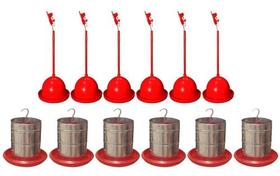 Bebedouro Pendular para Aves + Comedouro 3kg (6 de Cada)