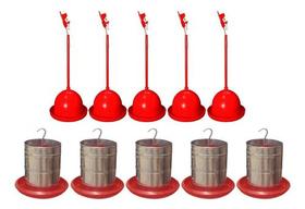 Bebedouro Pendular Sgamaq + Comedouro 3kg Aves (5 De Cada)