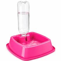 Bebedouro Pet Quadrado 900ml com Suporte para Garrafa Pet - Bebedouro Pet Quadrado 900ml com Suporte para Garrafa Pet -
