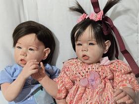 Bebês Reborn Gêmeos Menino Menina 75 cm Realistas