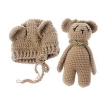 Bebês recheados Animais de Crochê Urso Brinquedo+Chapéu Páscoa Bebê Bebê Brinquedo - Cáqui - S