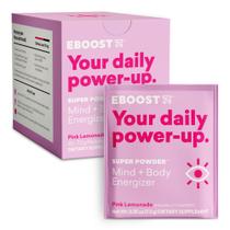 Bebida energética EBOOST Super Powder Pink Lemonade 20 pacotes