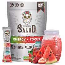 Bebida energética em pó Salud 2 em 1, morango e melancia, 15 porções Bebida energética em pó Salud 2 em 1, morango e melancia, 15 porções