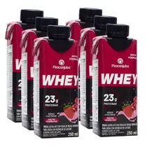 Bebida Láctea com Whey Protein Sabor Frutas Vermelhas Zero Lactose - Piracanjuba - Kit com 6 Unidades de 250ml
